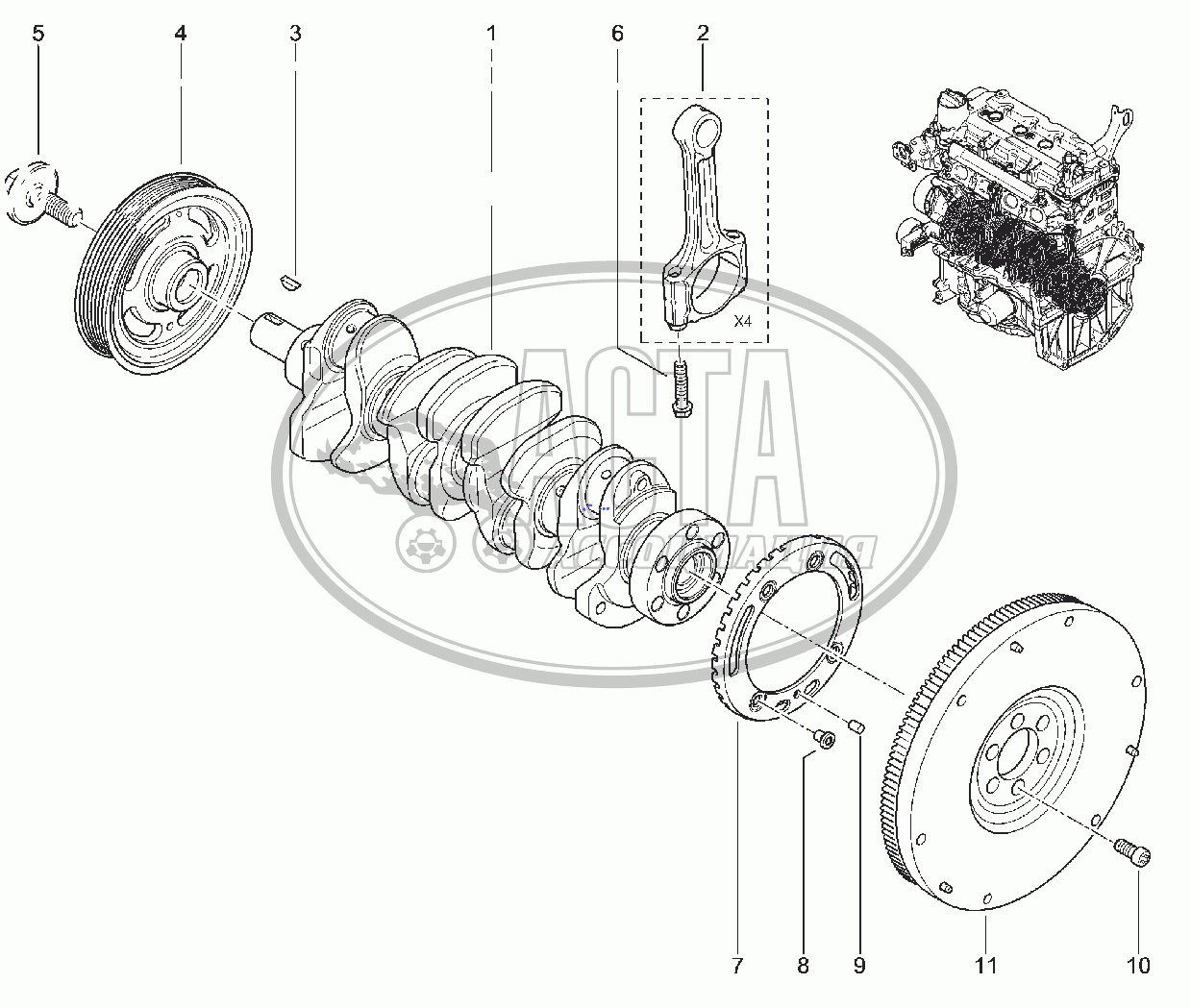 106110. ВАЛ КОЛЕНЧАТЫЙ (Н4М) для ВАЗ LADA XRAY