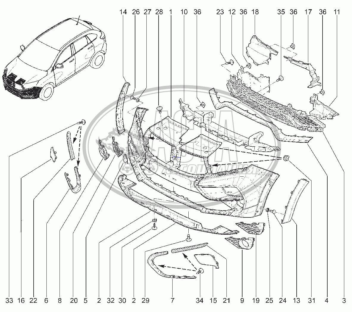 550111. БАМПЕР ПЕРЕДНИЙ (Cross) для ВАЗ LADA XRAY