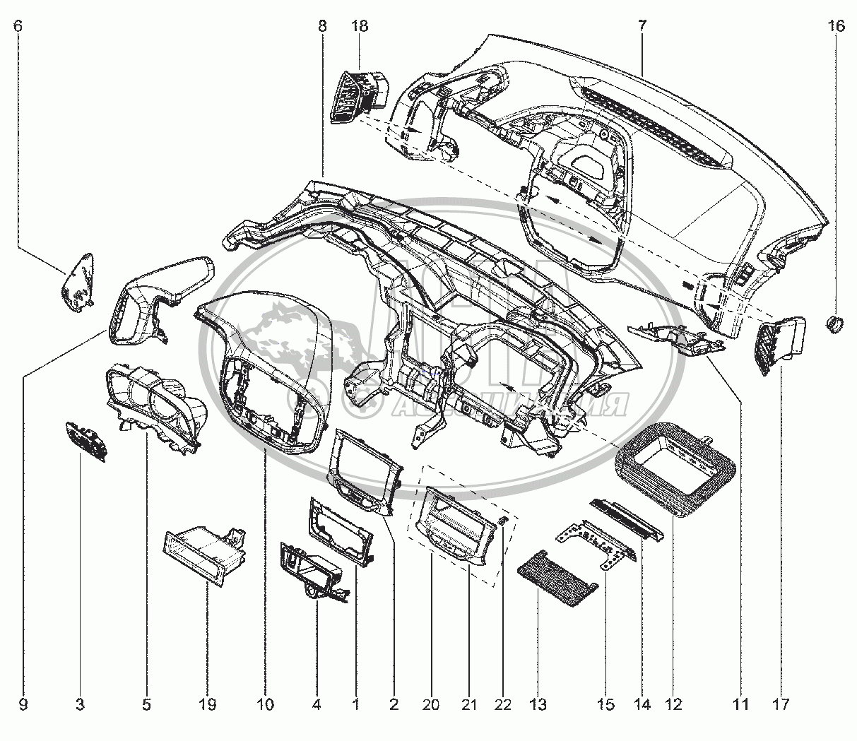 572110. ОБЛИЦОВКА ПАНЕЛИ ПРИБОРОВ для ВАЗ LADA XRAY