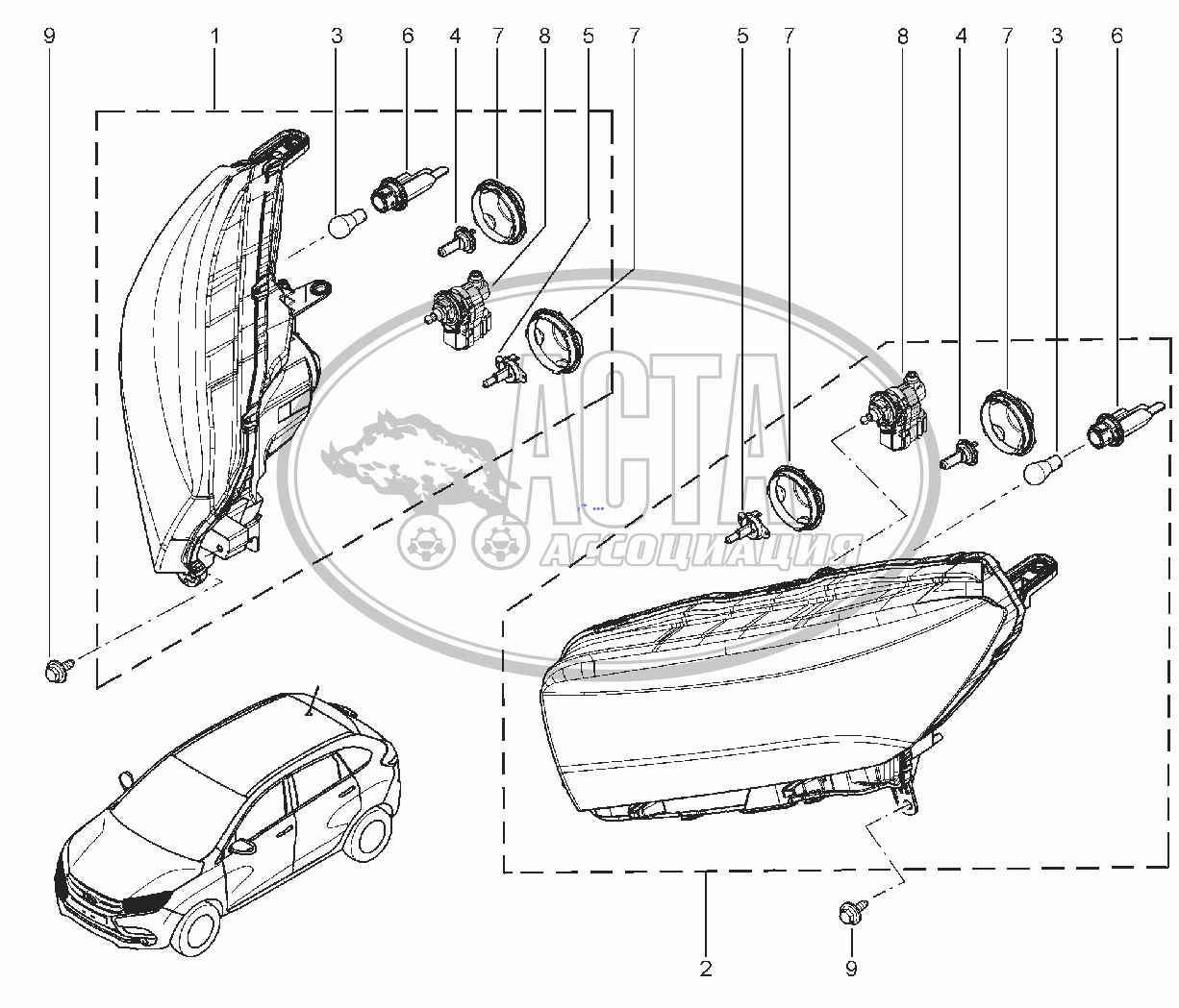 802010. ФАРЫ ПЕРЕДНИЕ для ВАЗ LADA XRAY