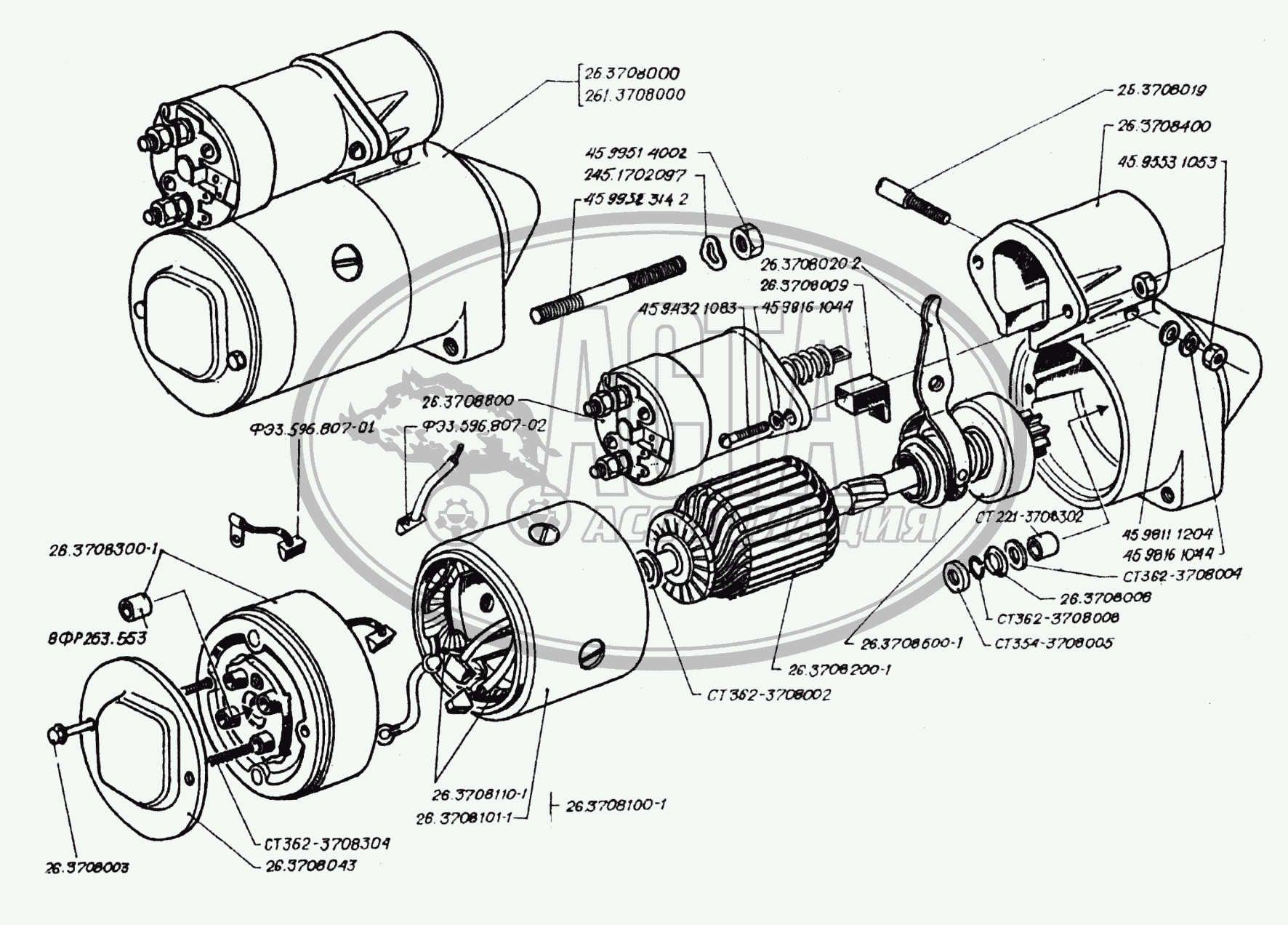 Стартер и детали стартера для ЗАЗ 1102 (ТАВРИЯ)