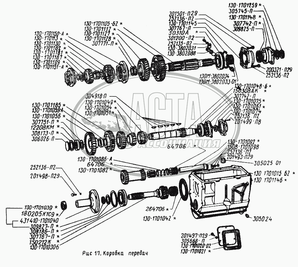 Коробка передач для грузового автомобиля ЗИЛ-431410 (130)