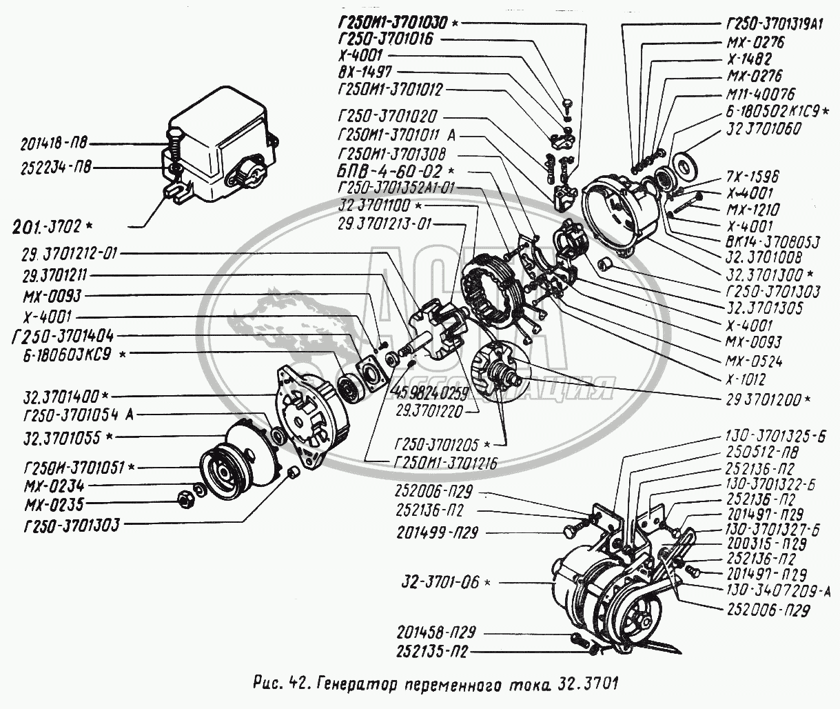 Генератор переменного тока 32.3701 для грузового автомобиля ЗИЛ-431410 (130)