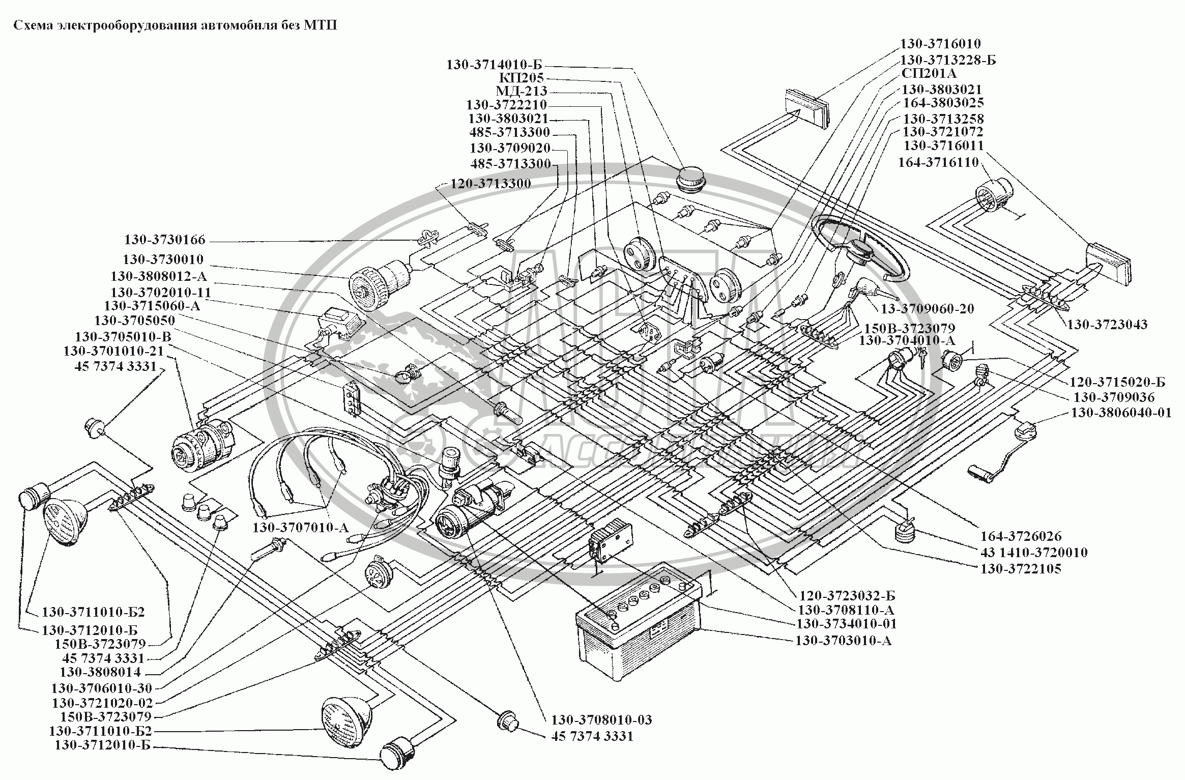 Схема электрооборудования ЗИЛ-431410 (130)