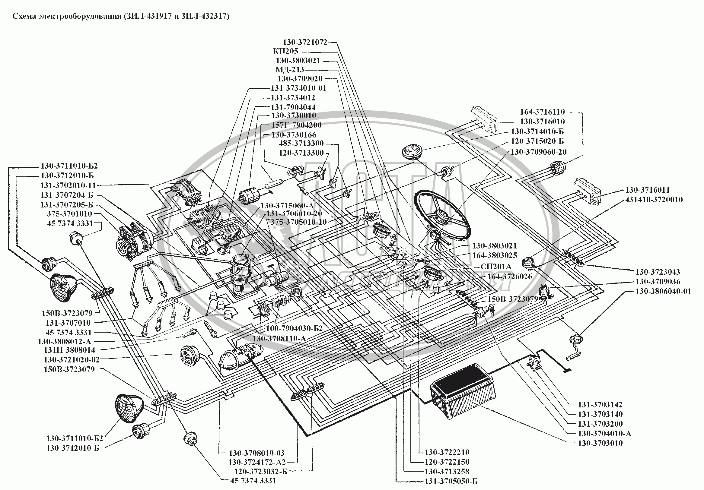 Электрическая схема жгутов ЗИЛ-5301