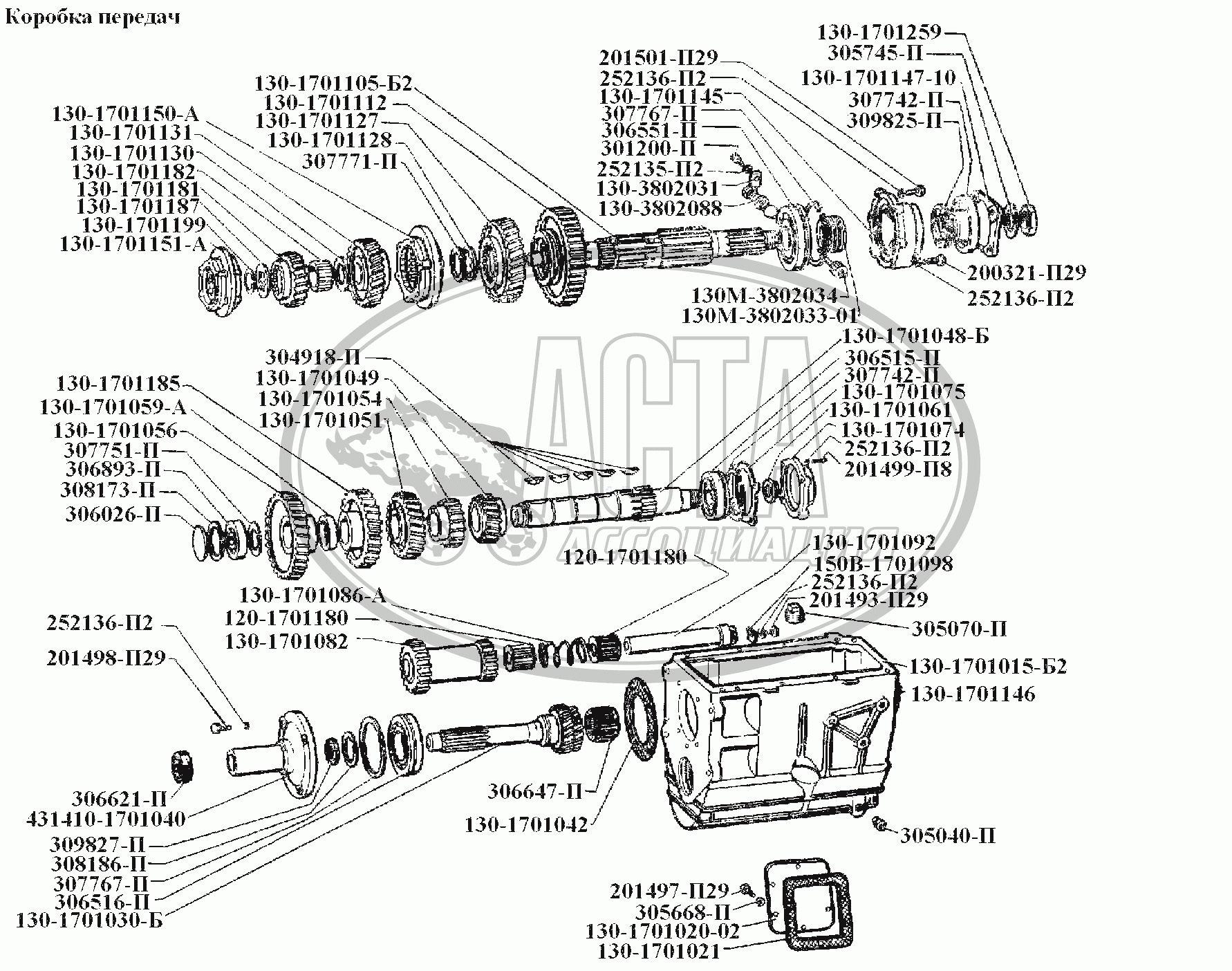 Коробка передач для грузового автомобиля ЗИЛ-441517 КАТАЛОГ 1987 Г.