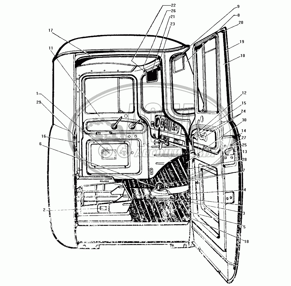 Кабина (внутренний вид) для грузового автомобиля ЗИЛ-130